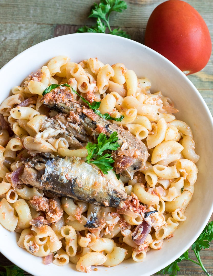 African macaroni with sardines.