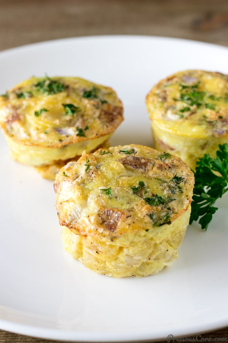 Three Egg Muffin Cups on a plate.
