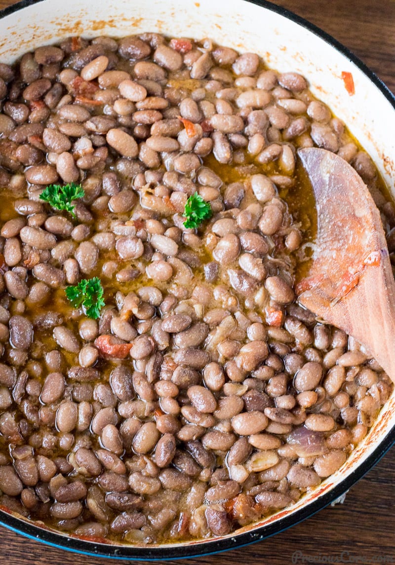 Pot of stewed pinto beans