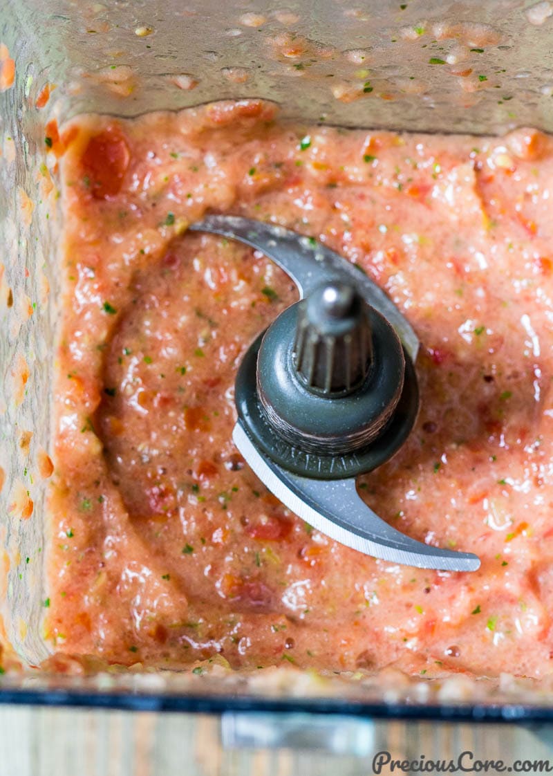 Vegetable mixture in a blender.