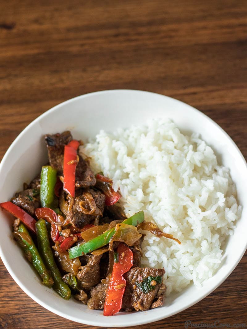 Easy beef stir fry and rice