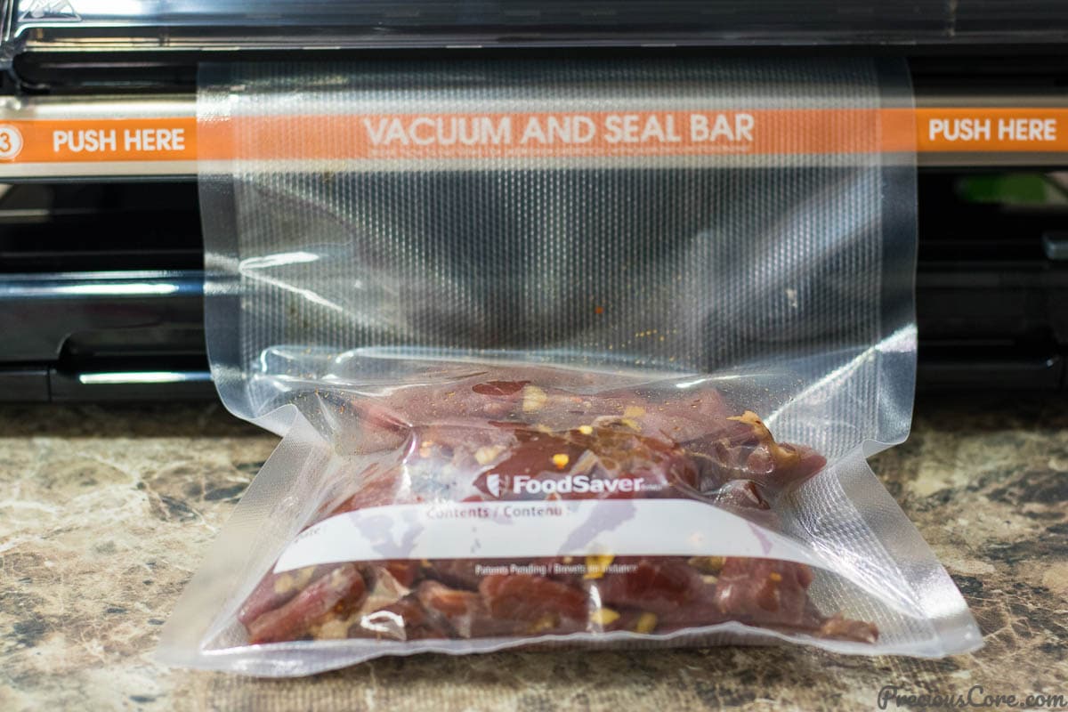 Vacuum sealing beef