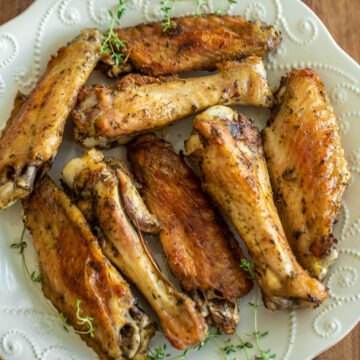 Oven baked turkey wings on a plate