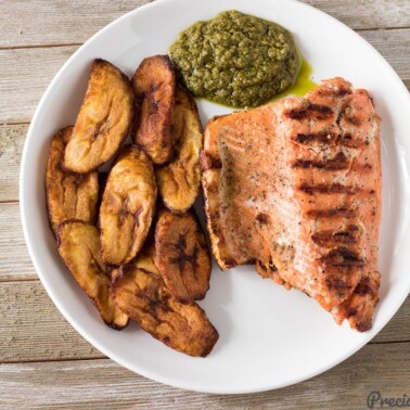 Salmon African style and fried plantains