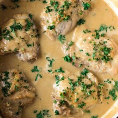 Chicken in White Sauce in a pot.