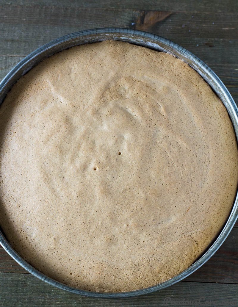 Vanilla Sponge Cake in a cake pan.
