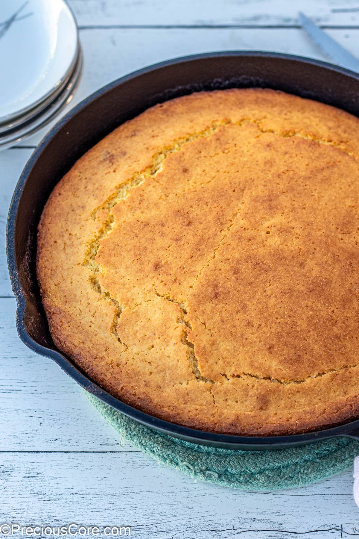 Cornbread Without Buttermilk In Skillet.