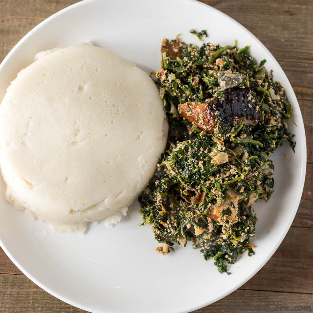 Fufu and vegetable