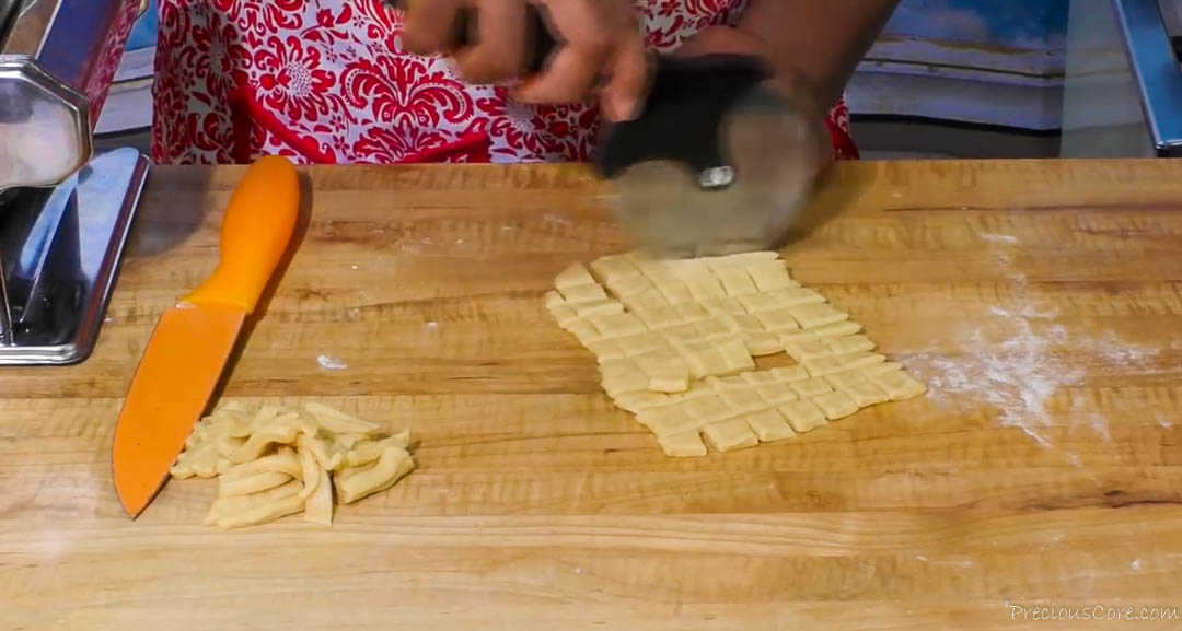 Cutting Chin Chin into different shapes