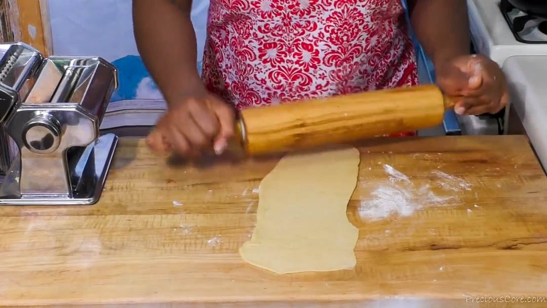 Rolling out chin chin dough