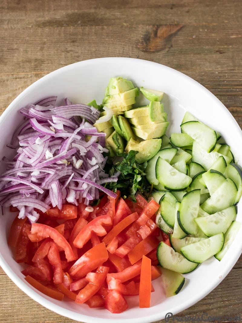 Kachumbari ingredients on a plate