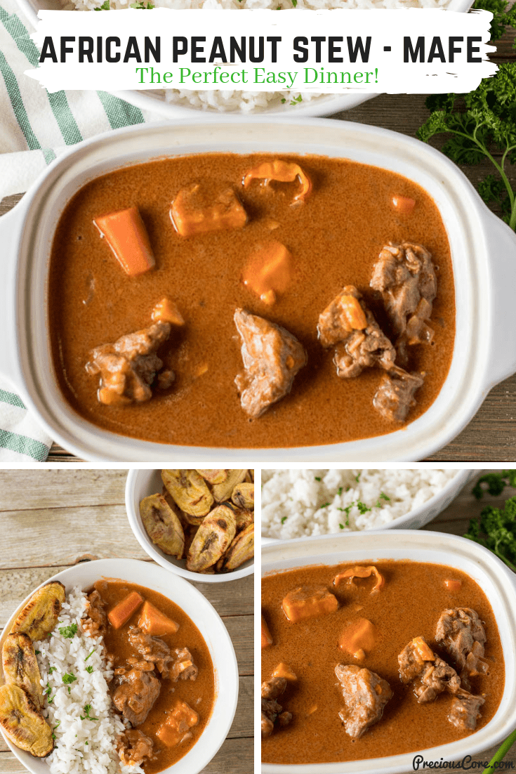 Various pictures of African Peanut Stew collaged into 1