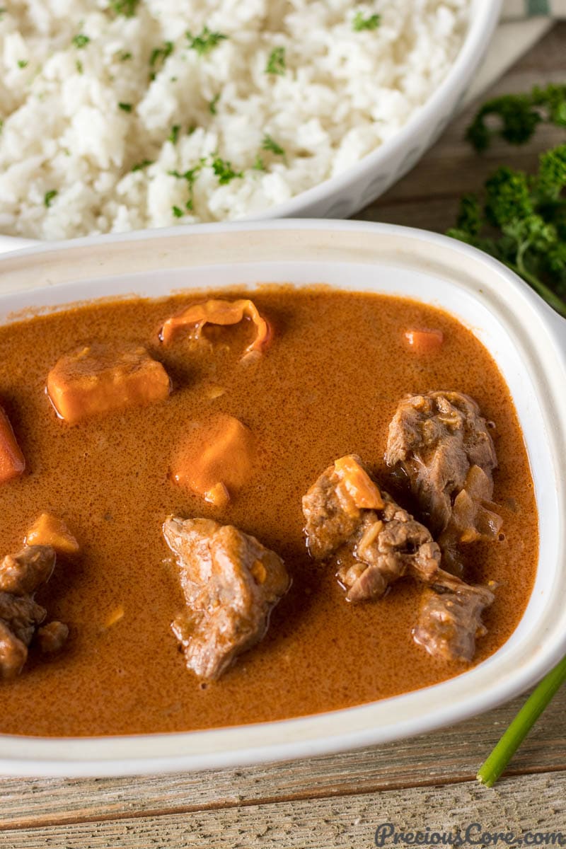 Close up shot of bow of African Peanut Butter Stew