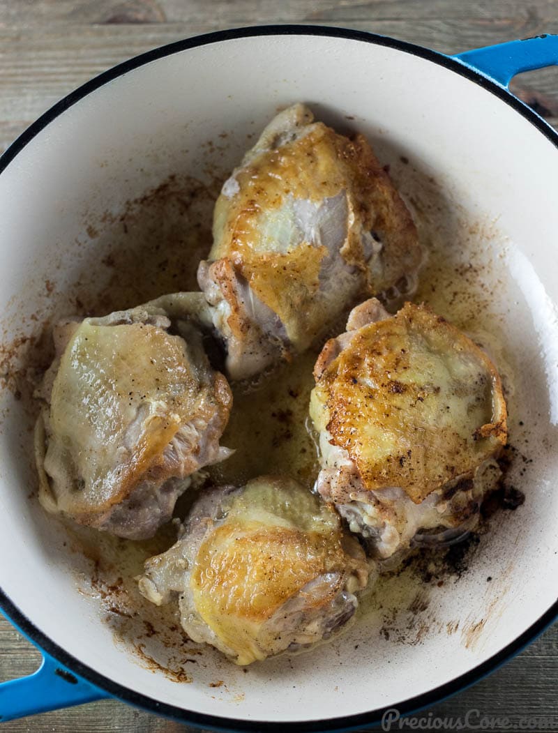 Browned chicken for Chicken and Potatoes Dinner