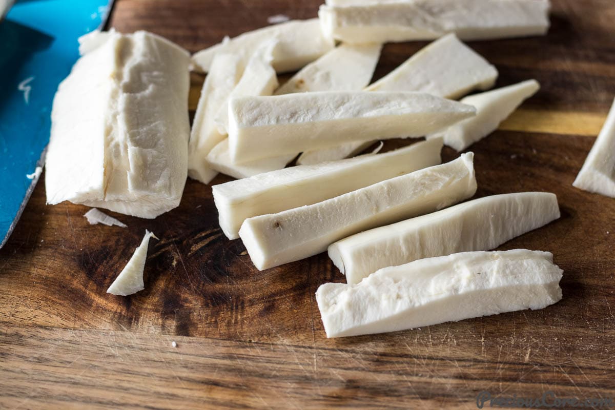 Yuca cut into fries