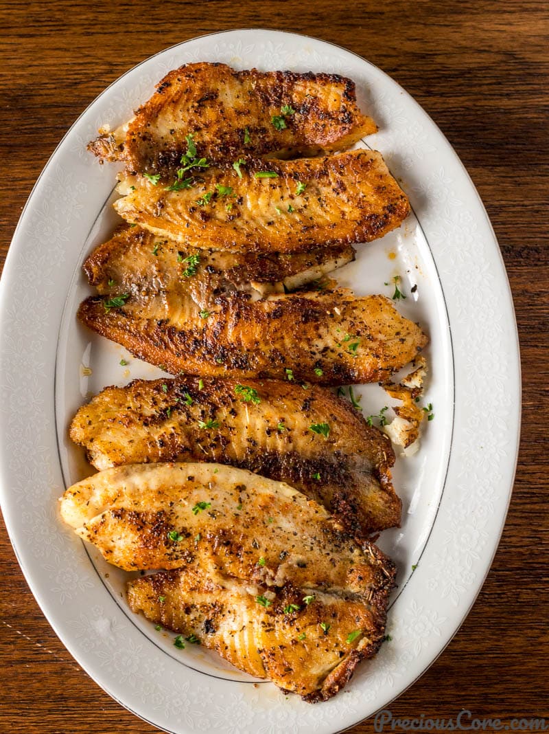 Pan Seared Tilapia on a tray