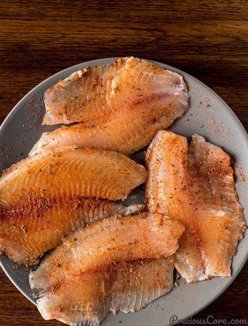 Fillets with seasoning rubbed on