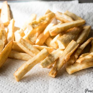Yuca Fries on Paper Towel