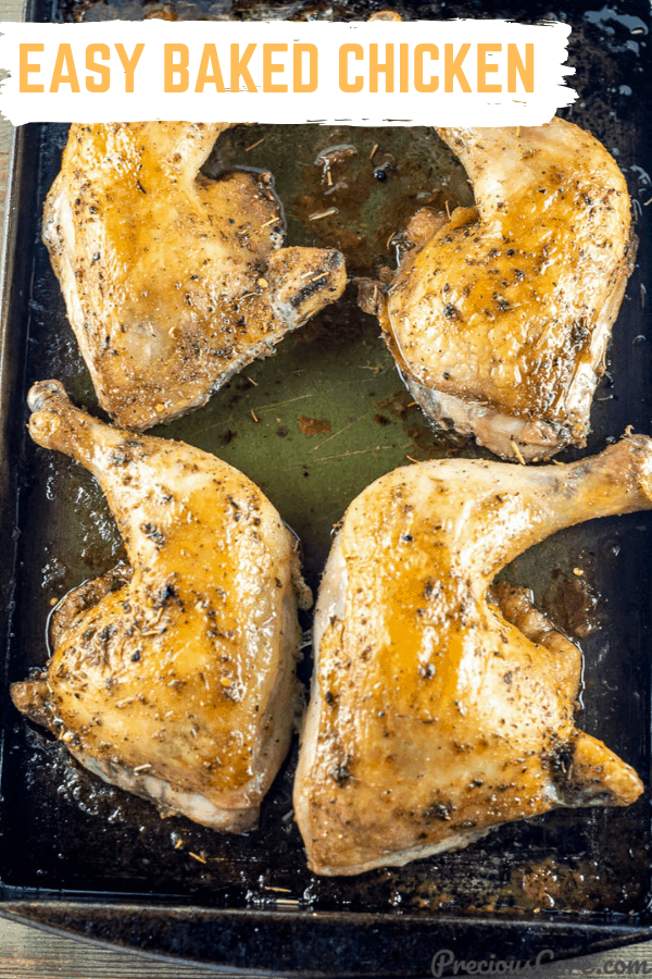 Baked Chicken Leg Quarters on baking tray