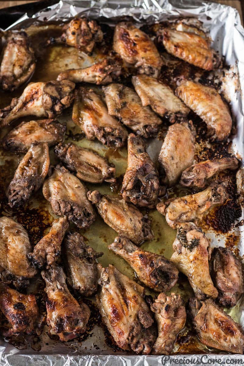 Oven Grilled Jerk Wings on a tray