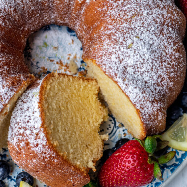 Southern Lemon Pound Cake image cropped into a square.