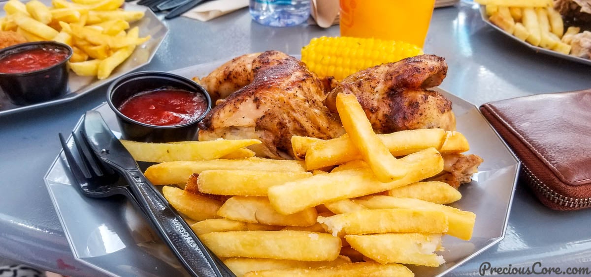 Plate of chicken and fries