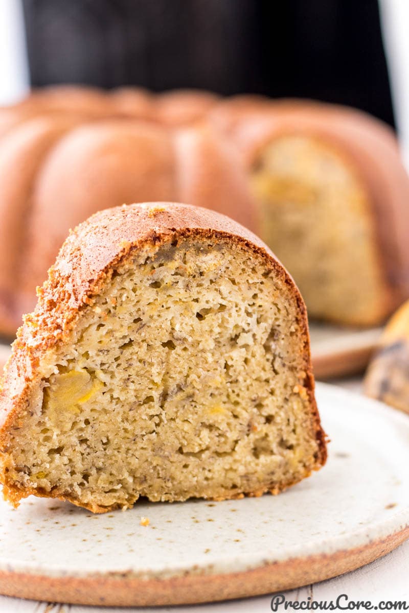 Slice of plantain cake