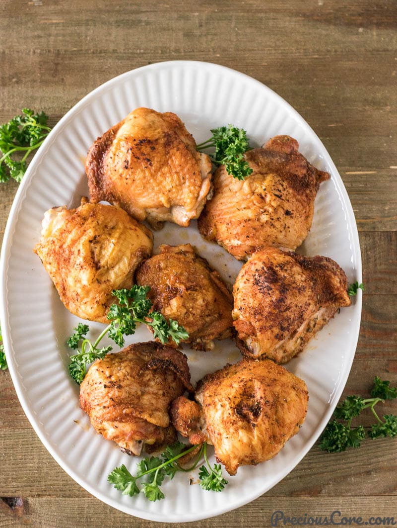 Baked Chicken Thighs on a platter