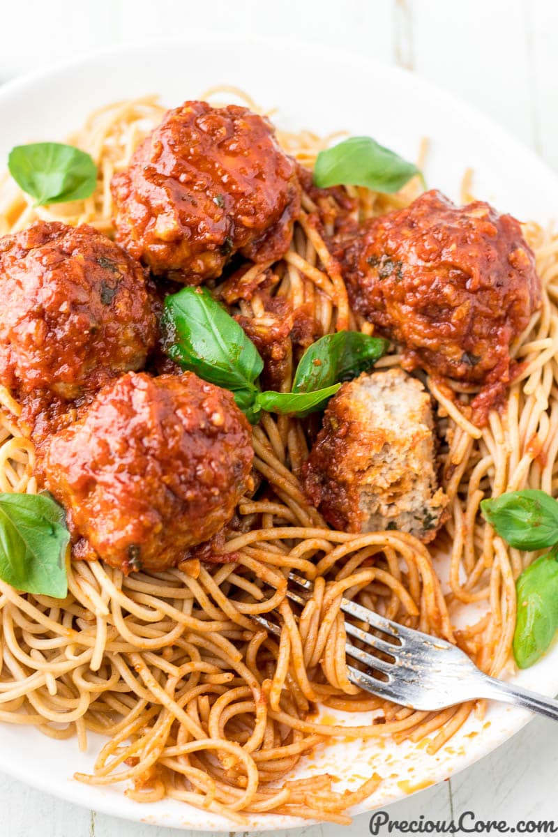 chicken meatballs with spaghetti