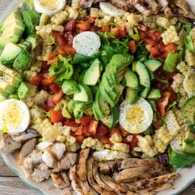 Platter of chicken avocado salad