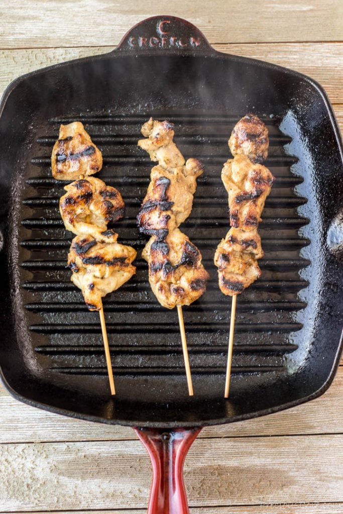 Chicken Skewers on a grill pan