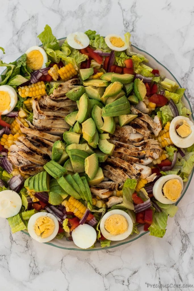 avocado chicken salad on platter