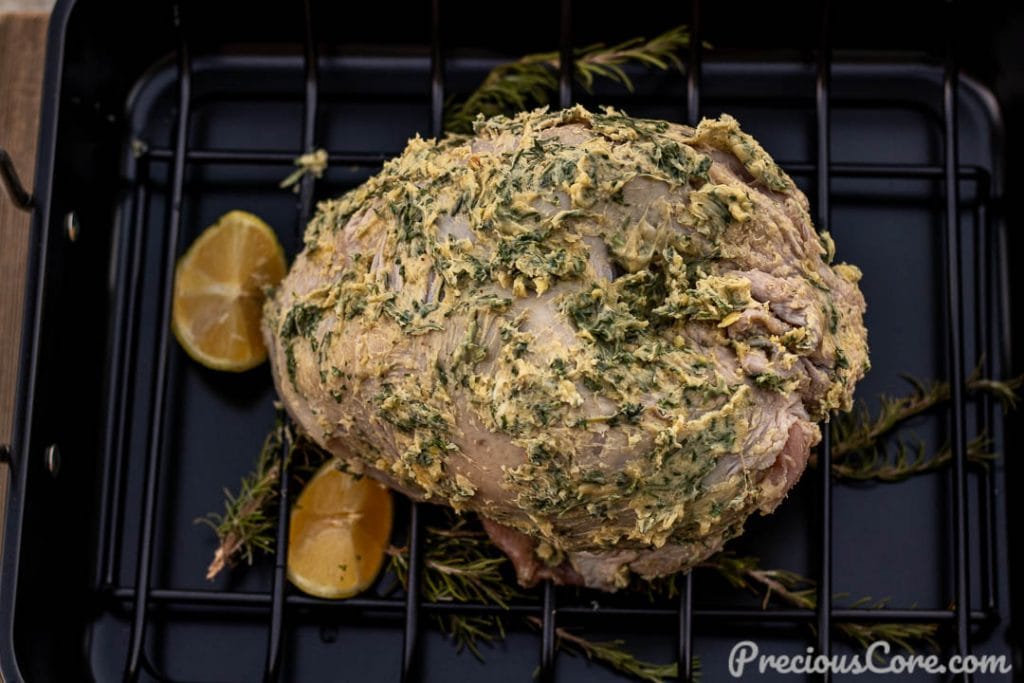 Turkey breast with herb butter slathered all over