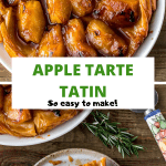 Two pictures of tarte tatin in a collage