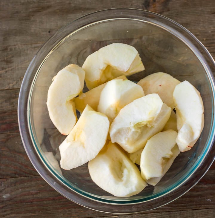 Bowl of peeled apples