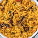 Close up of Cameroonian Njanga Rice.