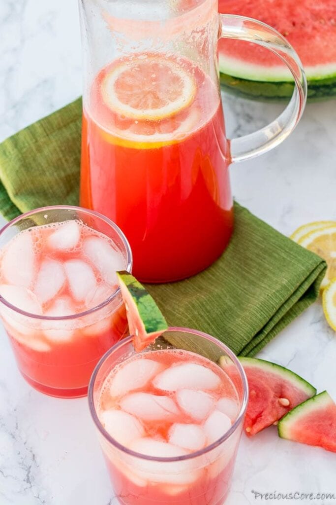 Watermelon Lemonade in glasses