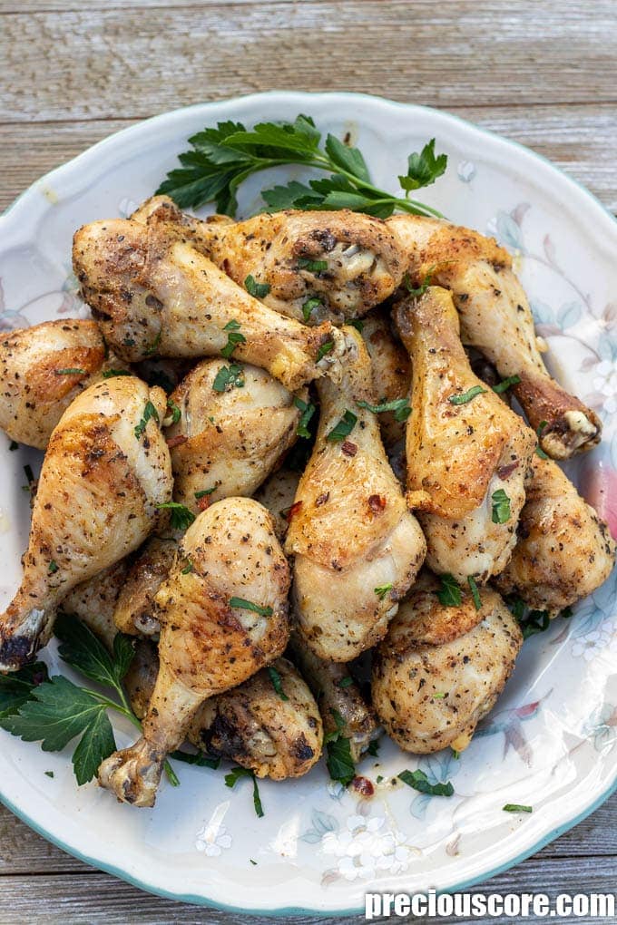 Baked Chicken Drumsticks on a serving platter.