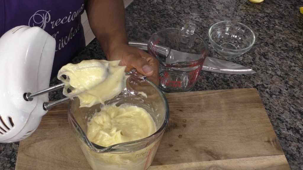 freshly made mayonnaise with a hand mixer