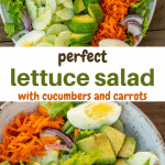 Collage of two pictures of salad with text in the middle