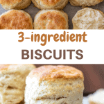 Two pictures of 3 ingredient biscuits collaged