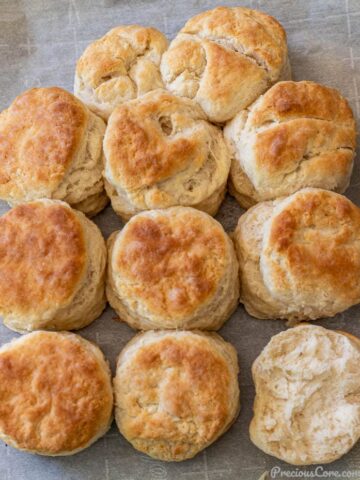 baked biscuits on parchment paper on a baking sheet