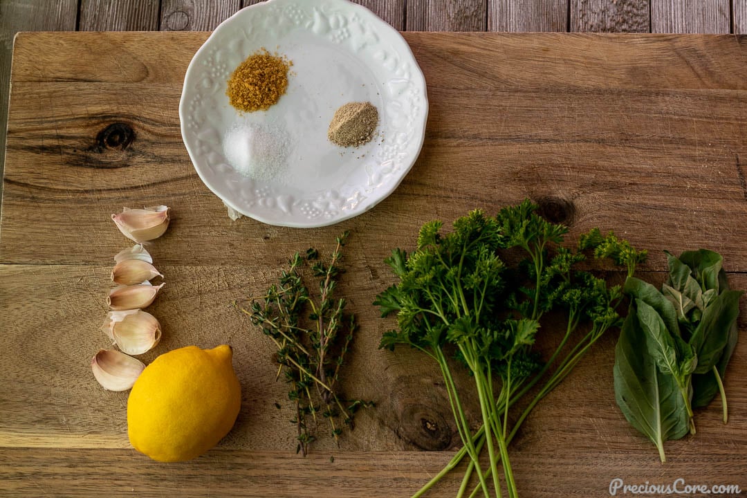 Herbs and spices for cooking a whole fish