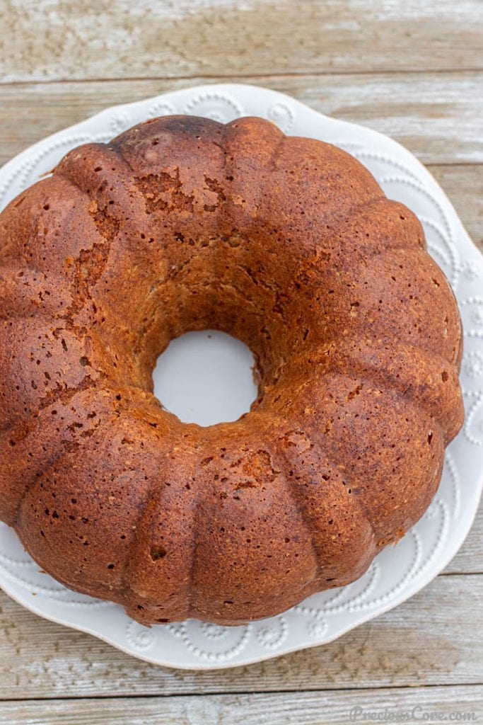 Cake bakes in a bundt pan