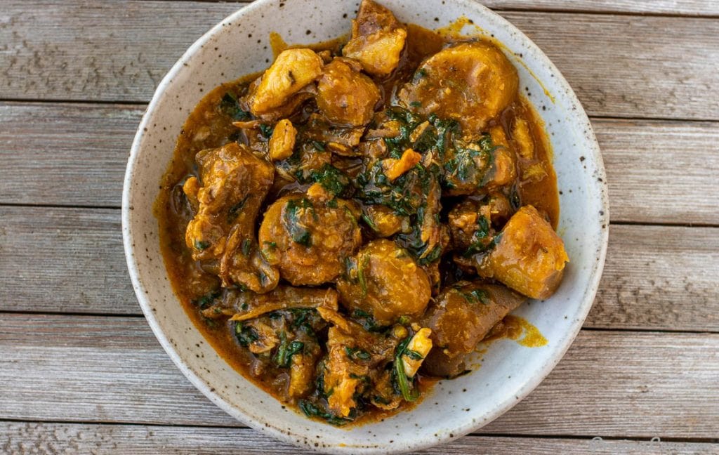 bowl of unripe plantain porridge