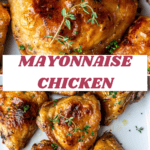 Two mayonnaise chicken photos combined into a collage for Pinterest.