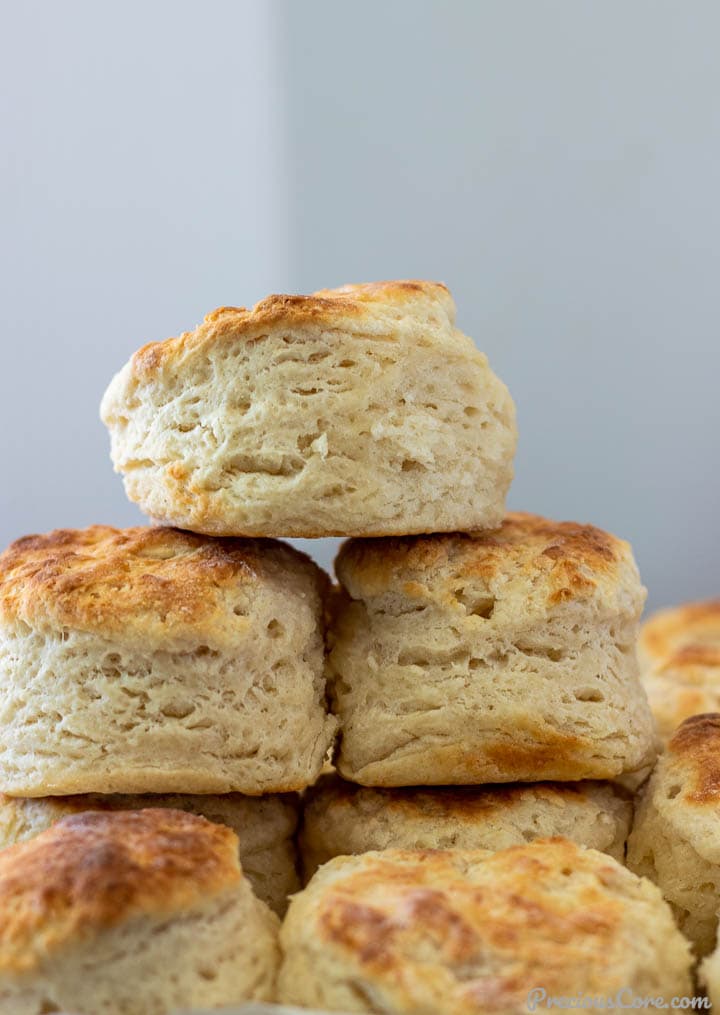 Baked biscuits stacked on each other
