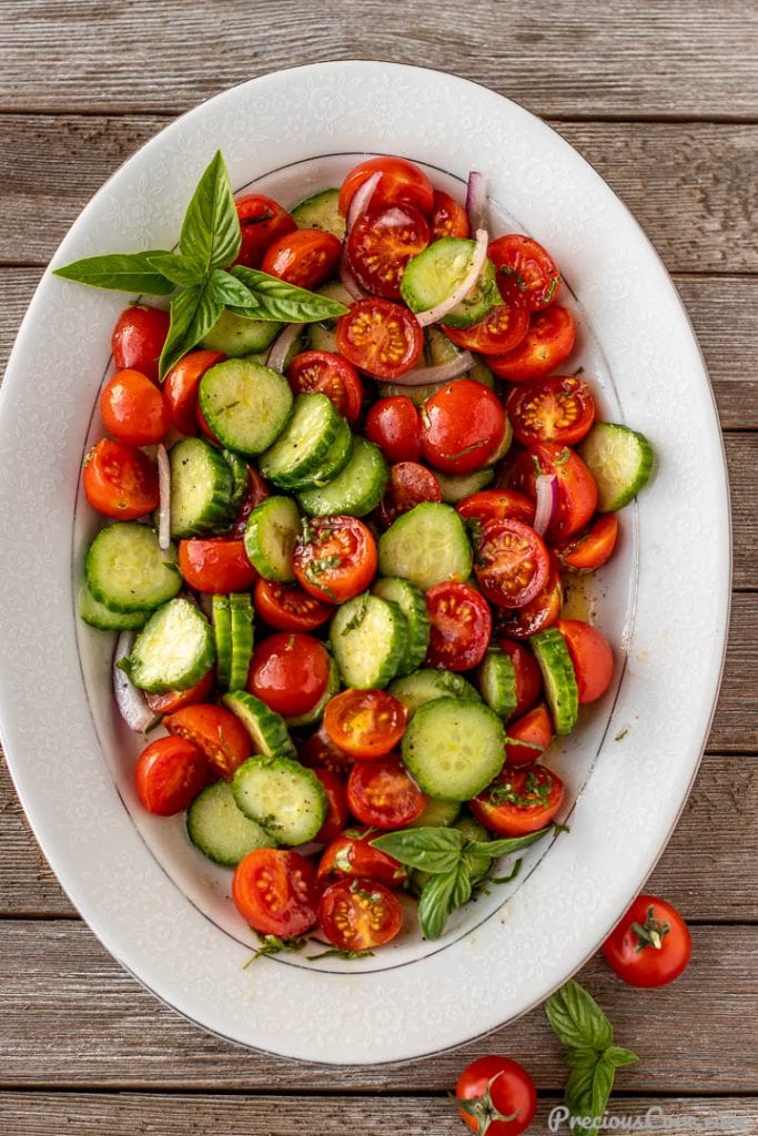 tossed cucumber tomato onion salad