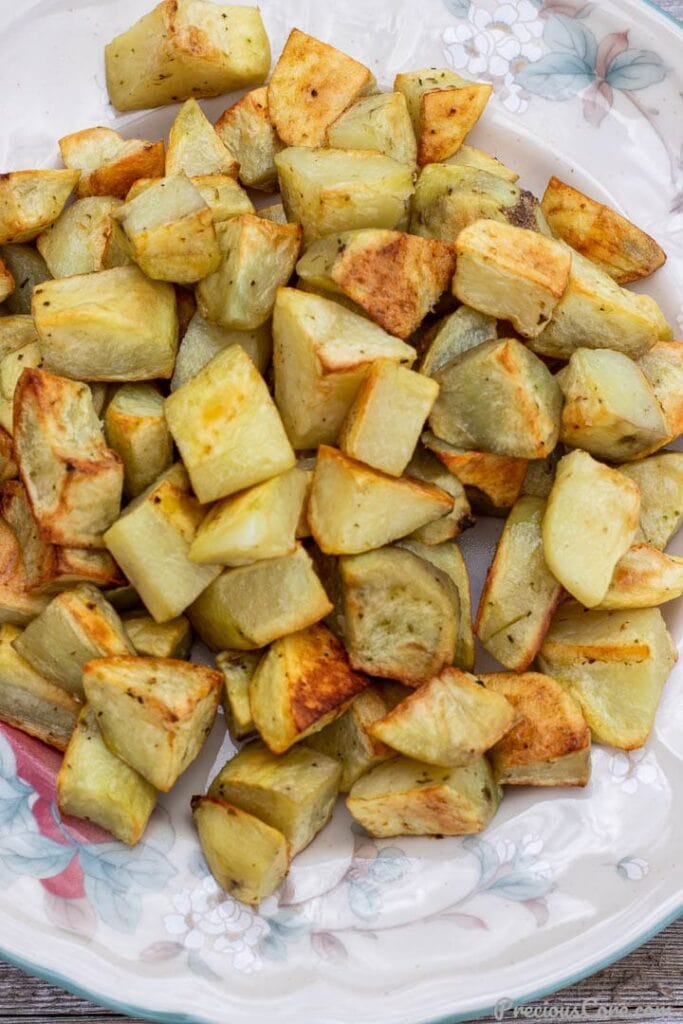 roasted potatoes on a platter