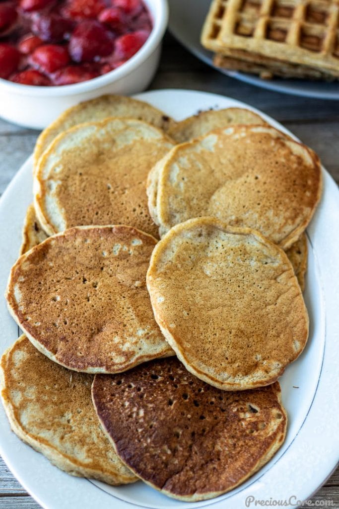 Pancakes made with plantains on a platter